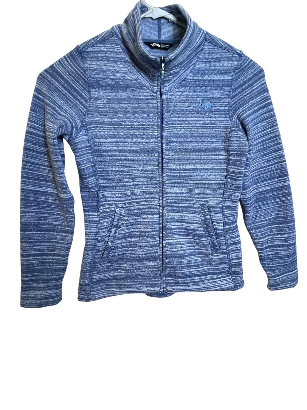 The North Face Jacket Womens Medium Blue Heather Stripe Full Zip Fleece Lined